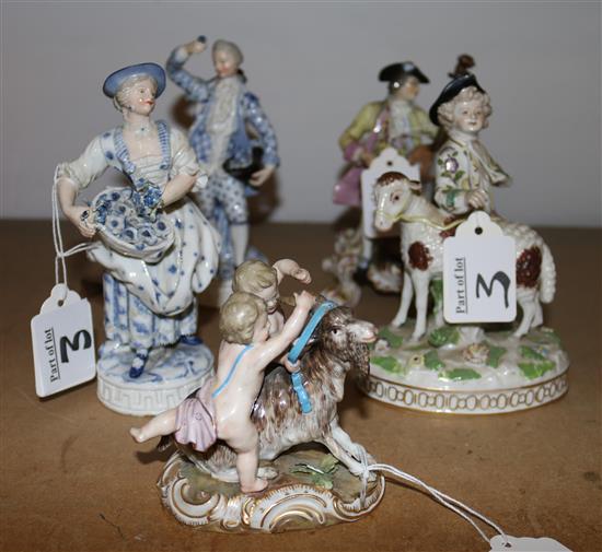 3 Meissen figures and 2 others